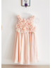 Blush Pink Chiffon Handmade Petals Flower Girl Dress